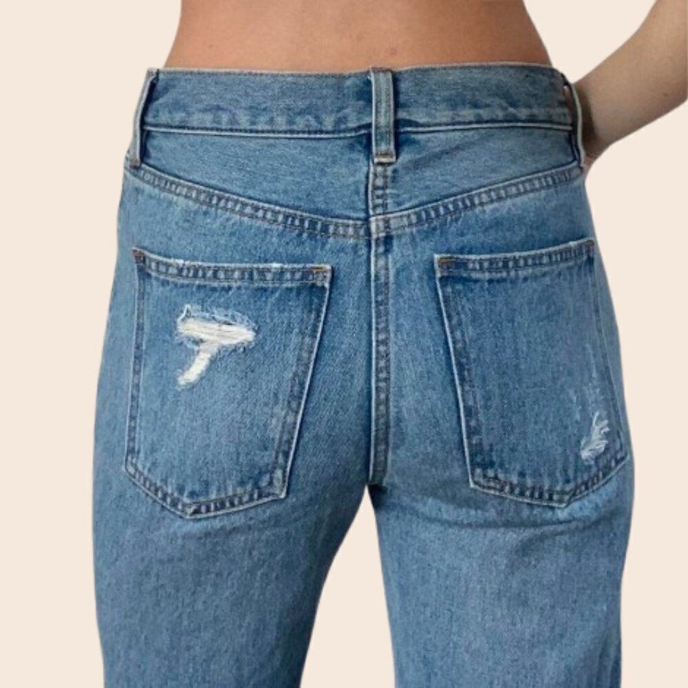 Free People Distressed High Waist Straight Leg Jeans Size 27 - Picture 4 of 14